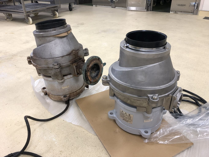 病院設備の粉砕機内臓シンクのディスポーザー劣化